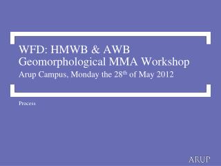 WFD: HMWB &amp; AWB Geomorphological MMA Workshop Arup Campus, Monday the 28 th of May 2012