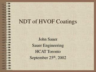 NDT of HVOF Coatings