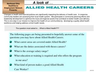 ALLIED HEALTH CAREERS
