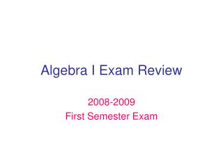 Algebra I Exam Review