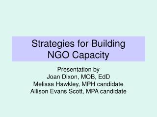 Strategies for Building NGO Capacity