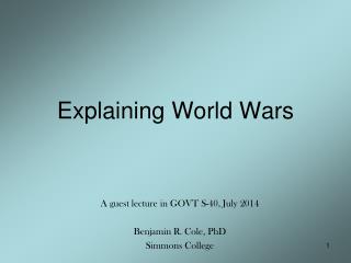 Explaining World Wars