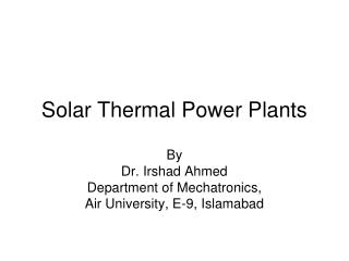 Solar Thermal Power Plants