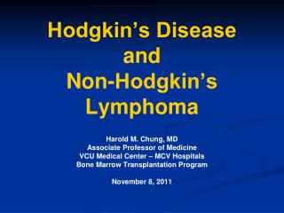 Hodgkin’s Disease and Non-Hodgkin’s Lymphoma