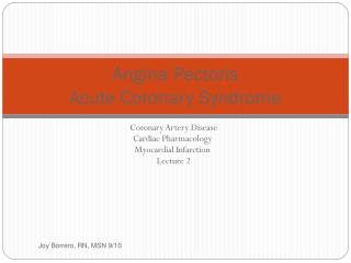 Angina Pectoris Acute Coronary Syndrome