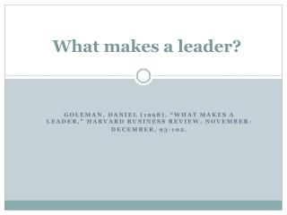 What makes a leader?