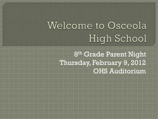 Welcome to Osceola High School