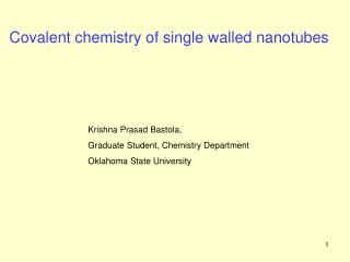 Covalent chemistry of single walled nanotubes