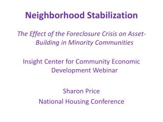 Neighborhood Stabilization