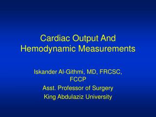 Cardiac Output And Hemodynamic Measurements