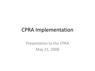 CPRA Implementation