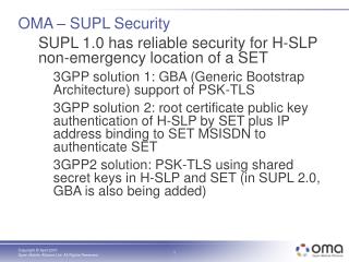 OMA – SUPL Security