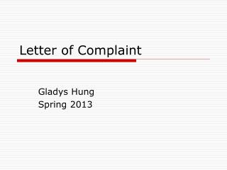 Letter of Complaint