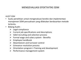 MENGEVALUASI EFEKTIVITAS SDM