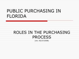 PUBLIC PURCHASING IN FLORIDA