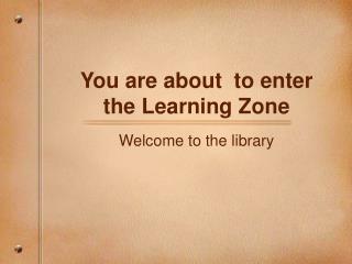 You are about to enter the Learning Zone