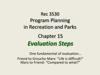 Rec 3530 Program Planning in Recreation and Parks