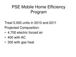 PSE Mobile Home Efficiency Program