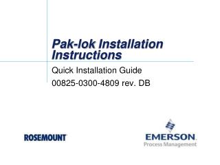 Pak- lok Installation Instructions