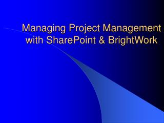Managing Project Management with SharePoint &amp; BrightWork