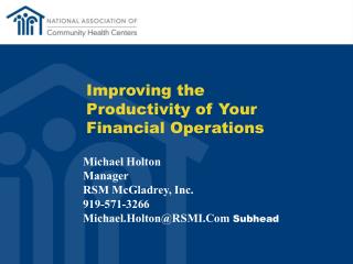 Improving the Productivity of Your Financial Operations