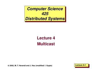 Computer Science 425 Distributed Systems