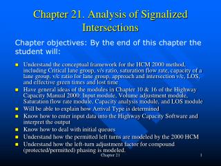 Chapter 21. Analysis of Signalized Intersections