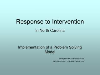 Response to Intervention