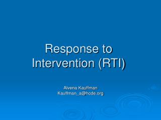 Response to Intervention (RTI)