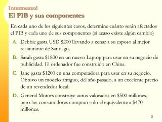 Intermezzo! El PIB y sus componentes