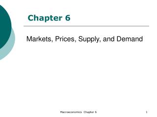 Markets, Prices, Supply, and Demand