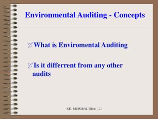 Environmental Auditing - Concepts