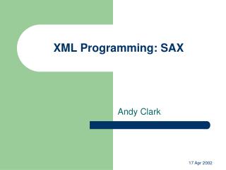 XML Programming: SAX
