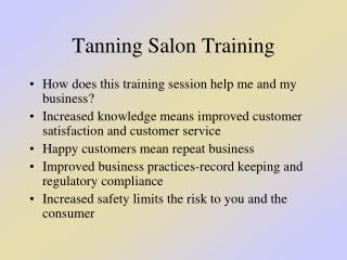 Tanning Salon Training