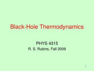Black-Hole Thermodynamics