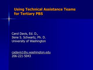 Using Technical Assistance Teams for Tertiary PBS