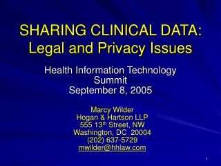SHARING CLINICAL DATA: Legal and Privacy Issues