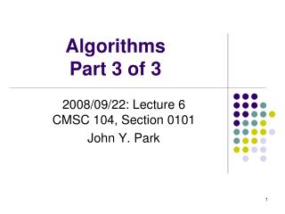 Algorithms Part 3 of 3
