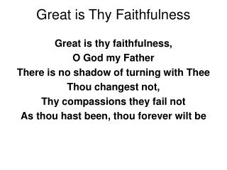 Great is Thy Faithfulness