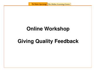 Online Workshop Giving Quality Feedback