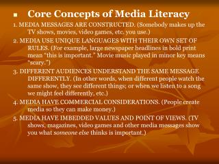 Core Concepts of Media Literacy