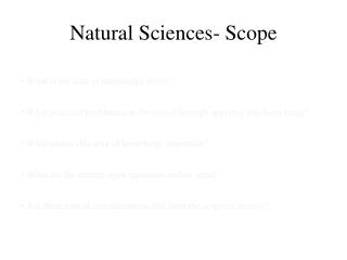 Natural Sciences- Scope
