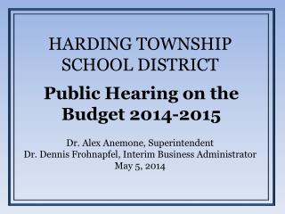 HARDING TOWNSHIP SCHOOL DISTRICT