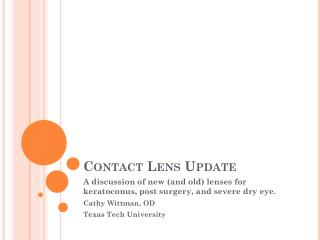 Contact Lens Update