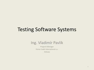 Testing Software Systems