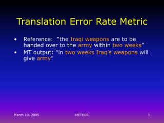 Translation Error Rate Metric