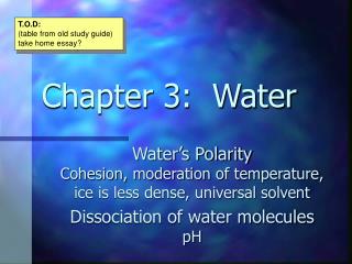 Chapter 3: Water