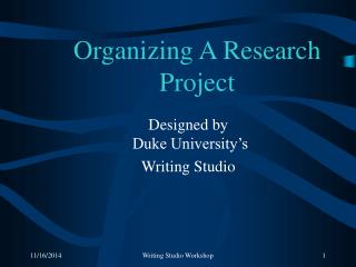 Organizing A Research Project