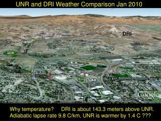 UNR and DRI Weather Comparison Jan 2010