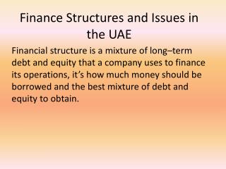Finance Structures and Issues in the UAE